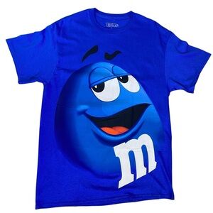 M&M’S Men's size Large 100% Cotton Blue Character Big Face T- shirt tee NWOT